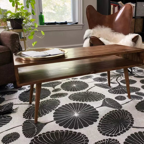 Mid Century Modern Coffee Table, Minimalist Coffee table, Real Solid Wood Coffee Table