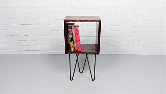 Rustic Side Console Nightstand Side Table In A Mahogany Etsy