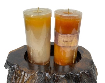 Natural Wood Candle Holder, Rustic Table Centerpiece