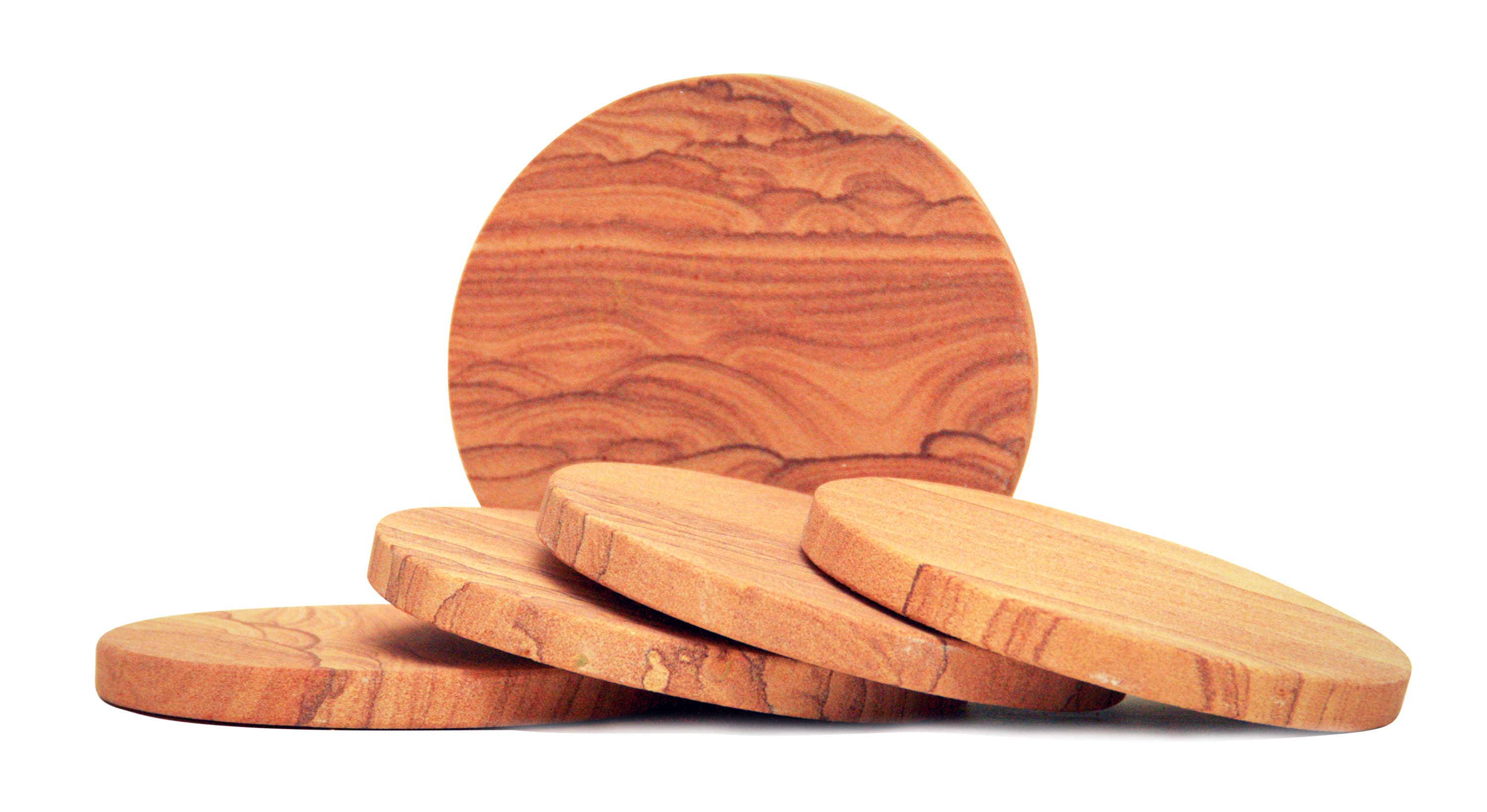 Sandstone Drink Coasters 5 Pc. Set Absorbent Natural Stone Etsy