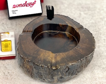 Natural Wooden Cigar Ashtray, Indoor/Outdoor/Garden, Simple and Elegant, Easy maintenance, Environmentally friendly, Durability