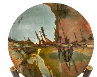 Double-Sided Picture Jasper Stone | Natural Landscape Art, 8x8