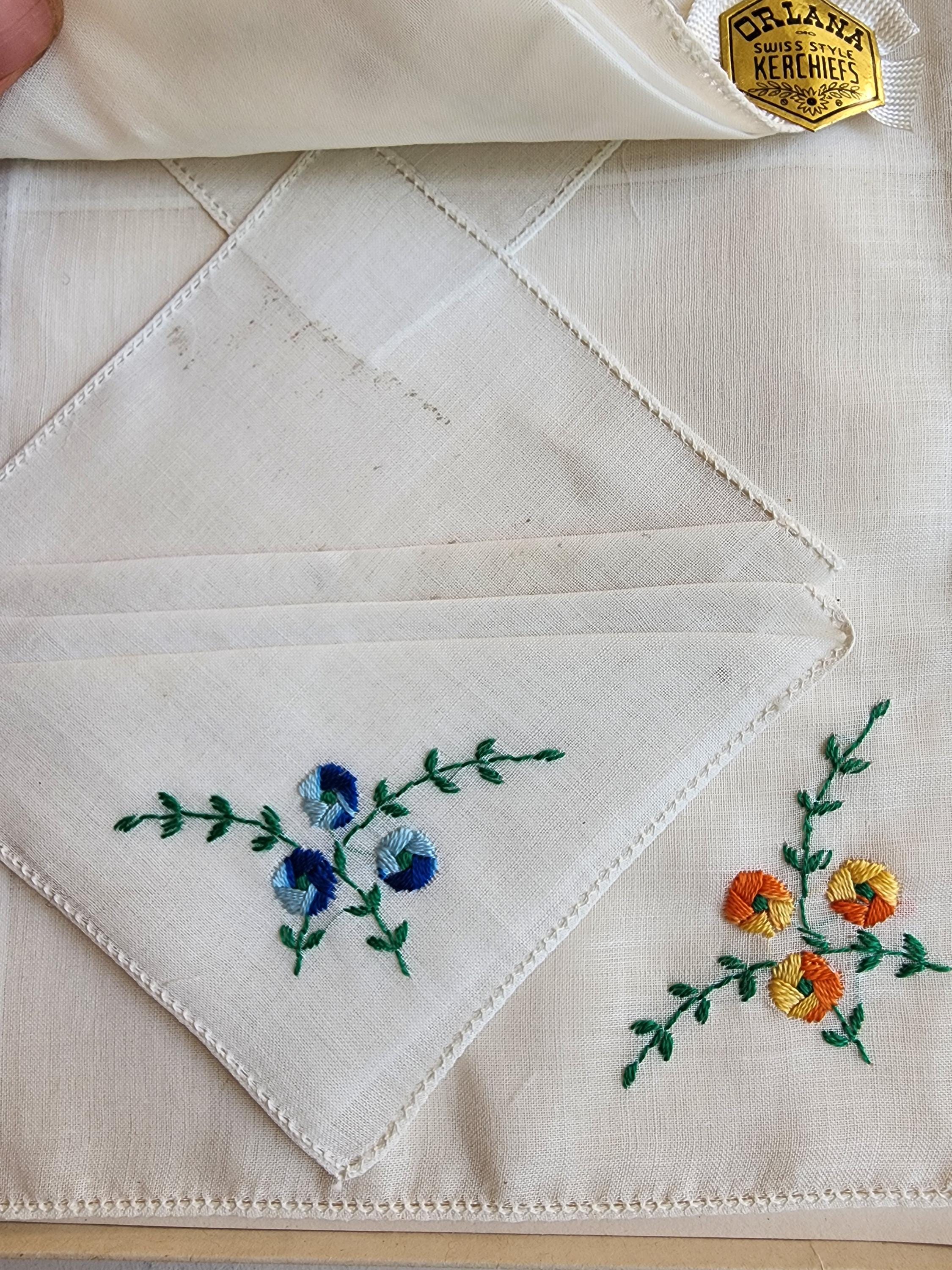 Vintage Embroidered Handkerchief Set: 1950s Floral Hankies - Etsy