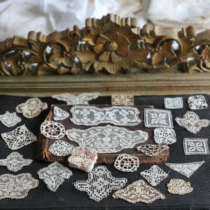 Set of miniature antique doilies, lace inserts image 4