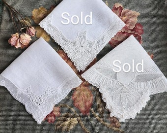 Brides Wedding Vintage embroidered, lace handkerchief choose the design