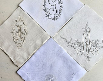 Vintage monogrammed hankerchief, letters sold separately, G, M, T