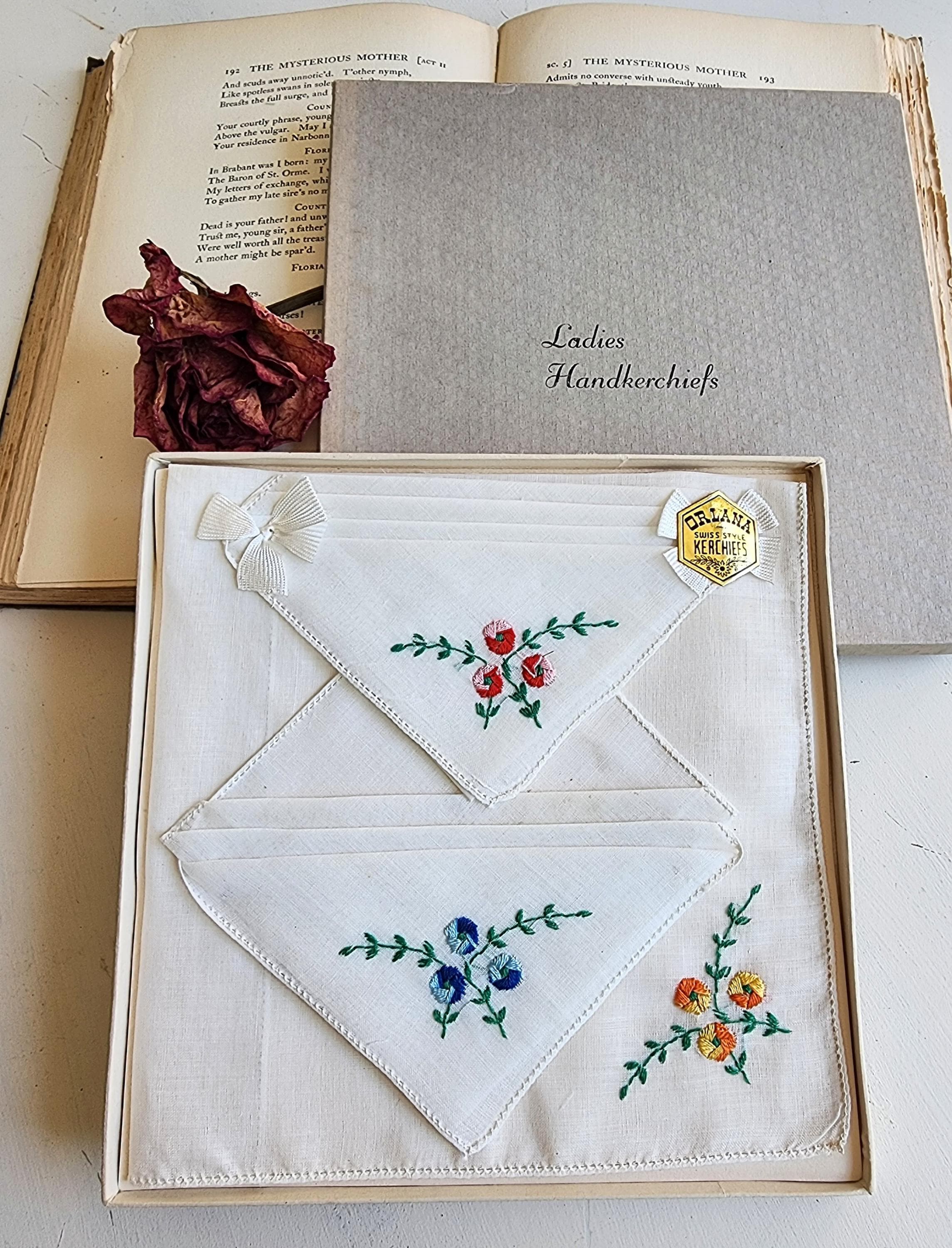 Vintage Embroidered Handkerchief Set: 1950s Floral Hankies - Etsy