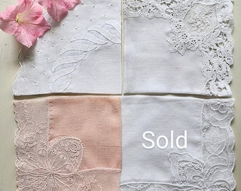 Wedding "Happy tears" Vintage lace handkerchief, choose the design