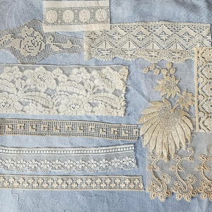 Colección de encajes de finales del siglo XIX y principios del siglo XX, 10 piezas como se muestra en la foto.