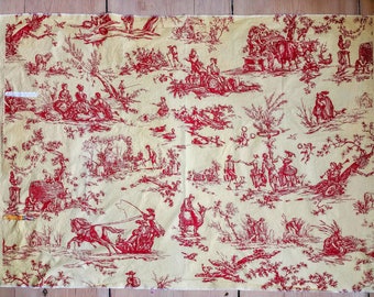 Vintage toile Victorian country scene fabric "Les Quatre Saisons", "4 Seasons" an exclusive SCHUMACHER screen print piece 38 by 53 inches