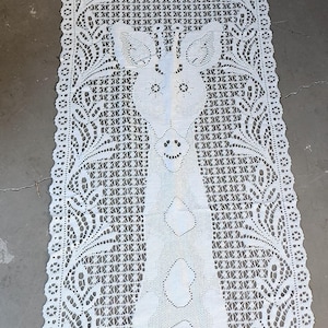 Vintage lace curtain panel GIRAFFE