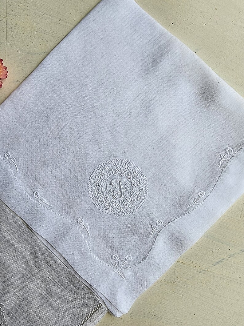 Vintage monogrammed hankerchief, letters sold separately, H and T image 4