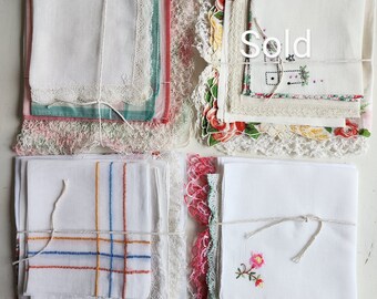 Vintage pink shades Wedding hankerchief, hankies, handkerchief, bundle. Choose
