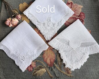 Brides Wedding Vintage embroidered, lace handkerchief choose the design