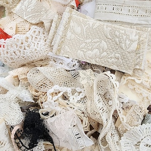 Vintage and some antique lace and trim grab bag. PLEASE READ description image 8