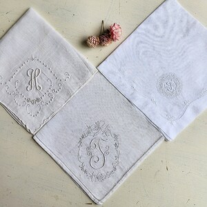 Vintage monogrammed hankerchief, letters sold separately, H and T image 1