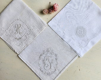 Vintage monogrammed hankerchief, letters sold separately,  H and T