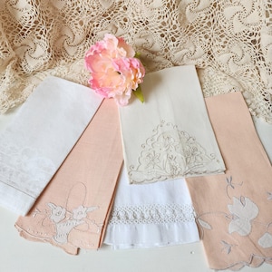 Mały, vintage'owy ręcznik lniany, kolekcja PEACH i WHITE