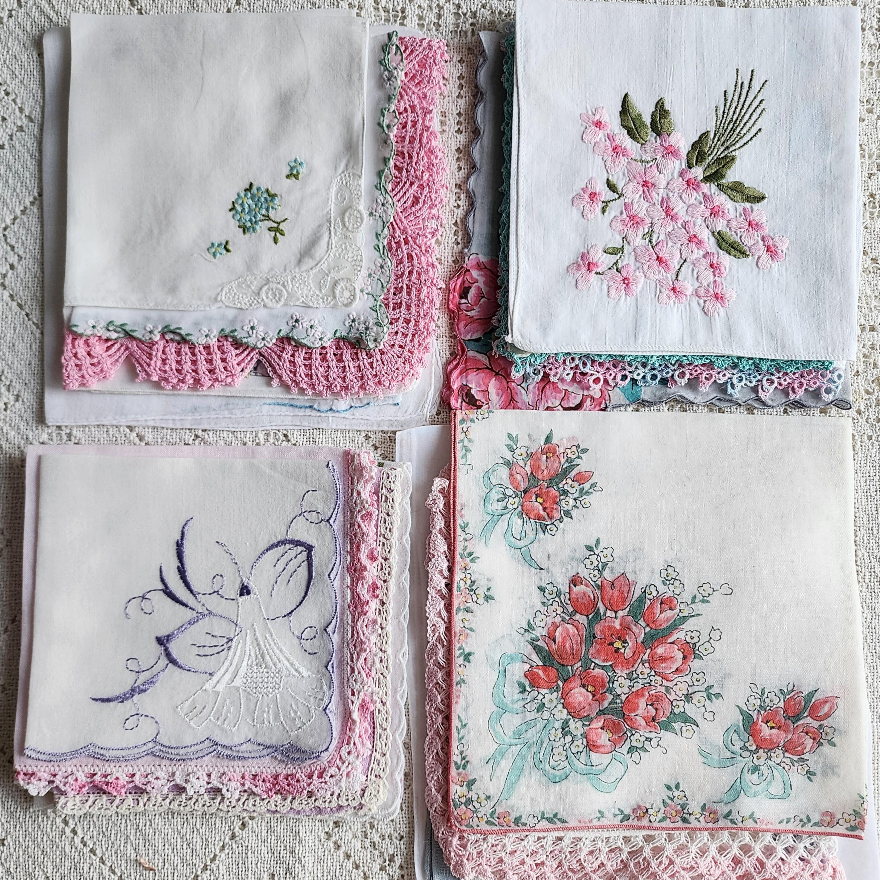 Damen Taschentücher Set - 10-tlg. Vintage Blumen Druck