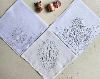 Vintage monogrammed hankerchief H, R, E letters sold separately