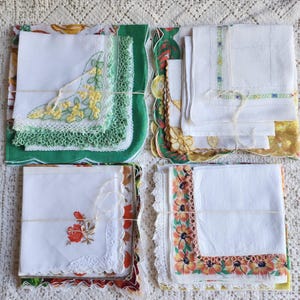 Orange/green hankerchief, hankies bundle 5pc