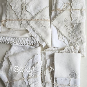 Large white vintage table linen bundle