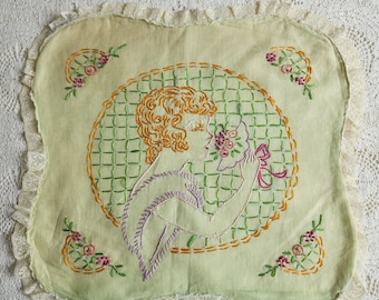 Pannello decorativo da parete, vintage, cucito a mano.