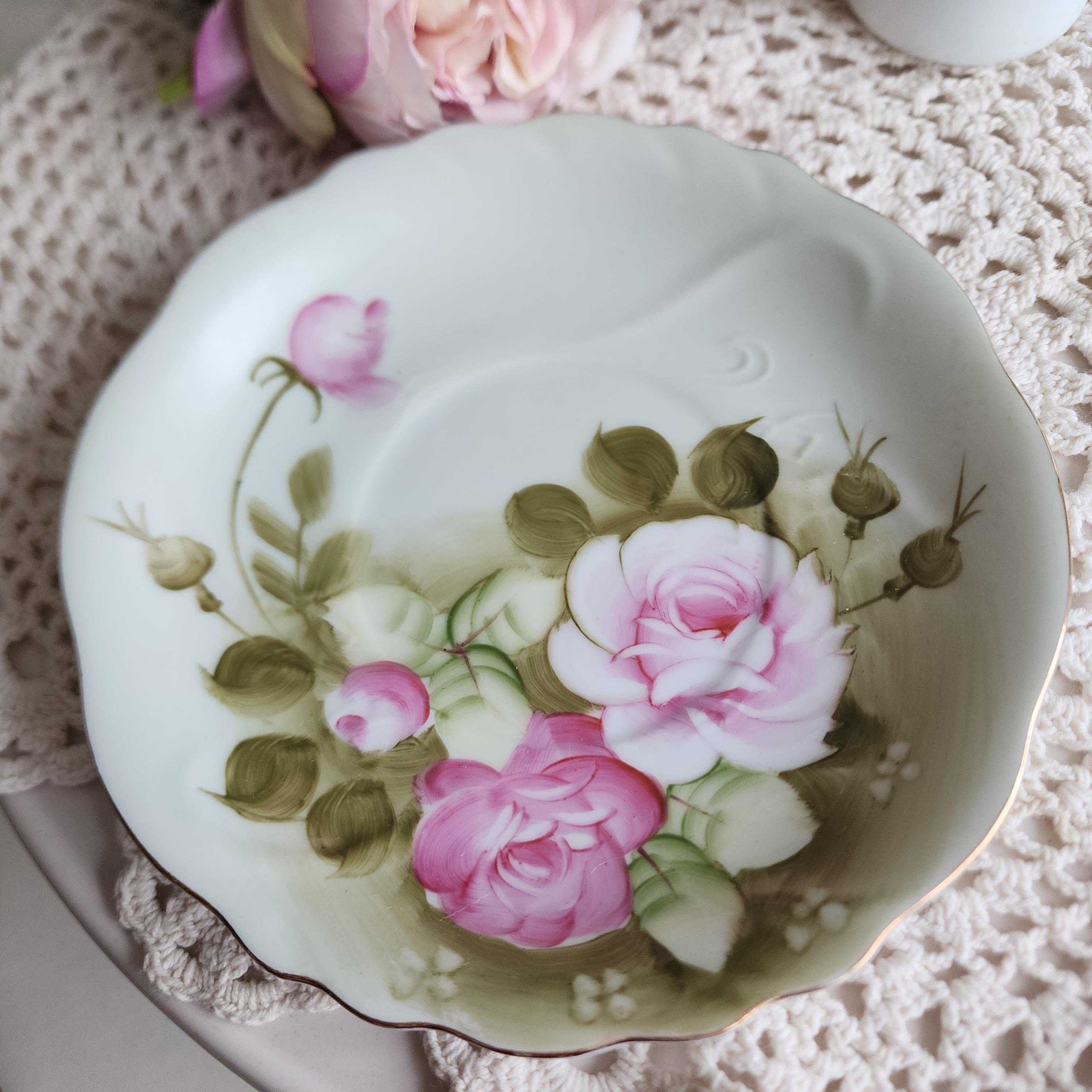 Lefton China Roses Vintage Lefton China Hand Painted Rose Tea Set – Cup, Saucer, Creamer ...