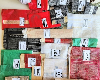 Vintage Christmas Advent Calendar: 24 Days of Crafts, Junk Journaling Supplies (Gift)