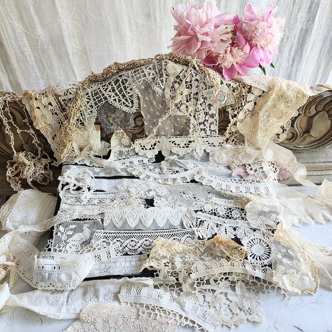 Vintage and some antique lace and trim grab bag. Please read description!!!