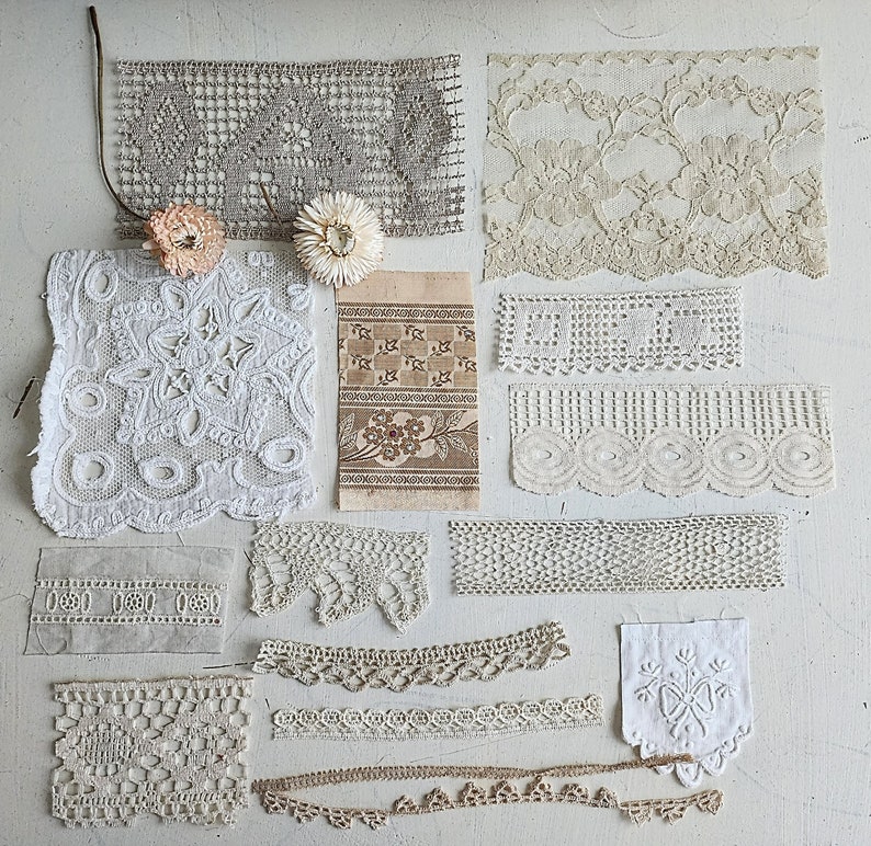 Vintage and some antique lace and trim grab bag. PLEASE READ description image 6