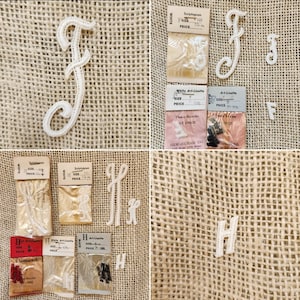 Set von 8 gestickten Buchstaben, kleine Buchstaben und Großbuchstaben, verschiedene Farbbuchstaben