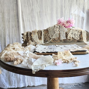 Vintage and some antique lace and trim grab bag. PLEASE READ description image 2