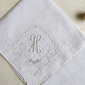 Vintage monogrammed hankerchief, letters sold separately, H and T image 2