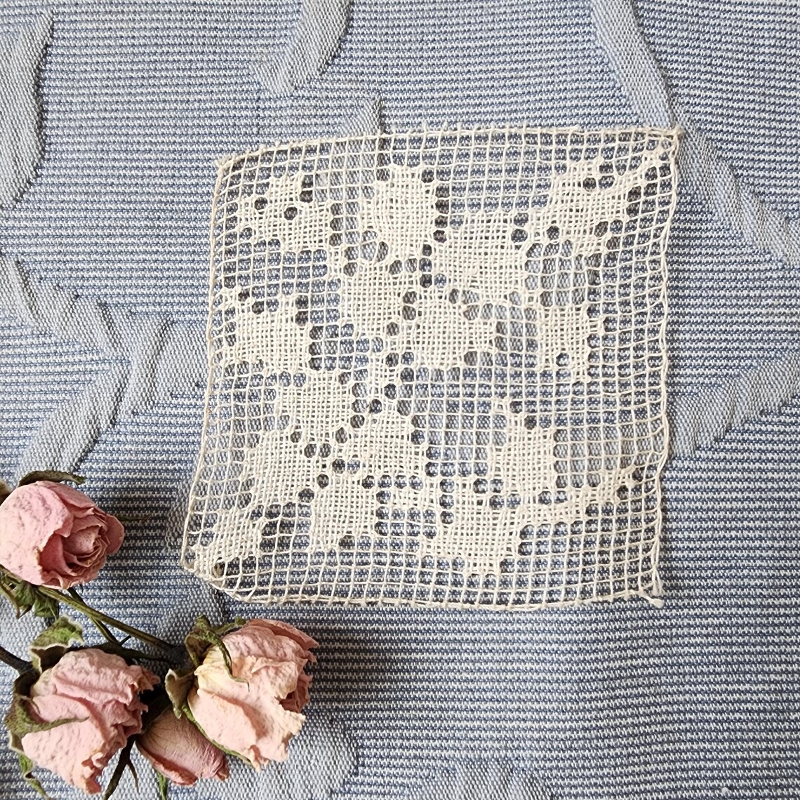 Antique Handmade Netted Filet Lace Motiffs - Etsy
