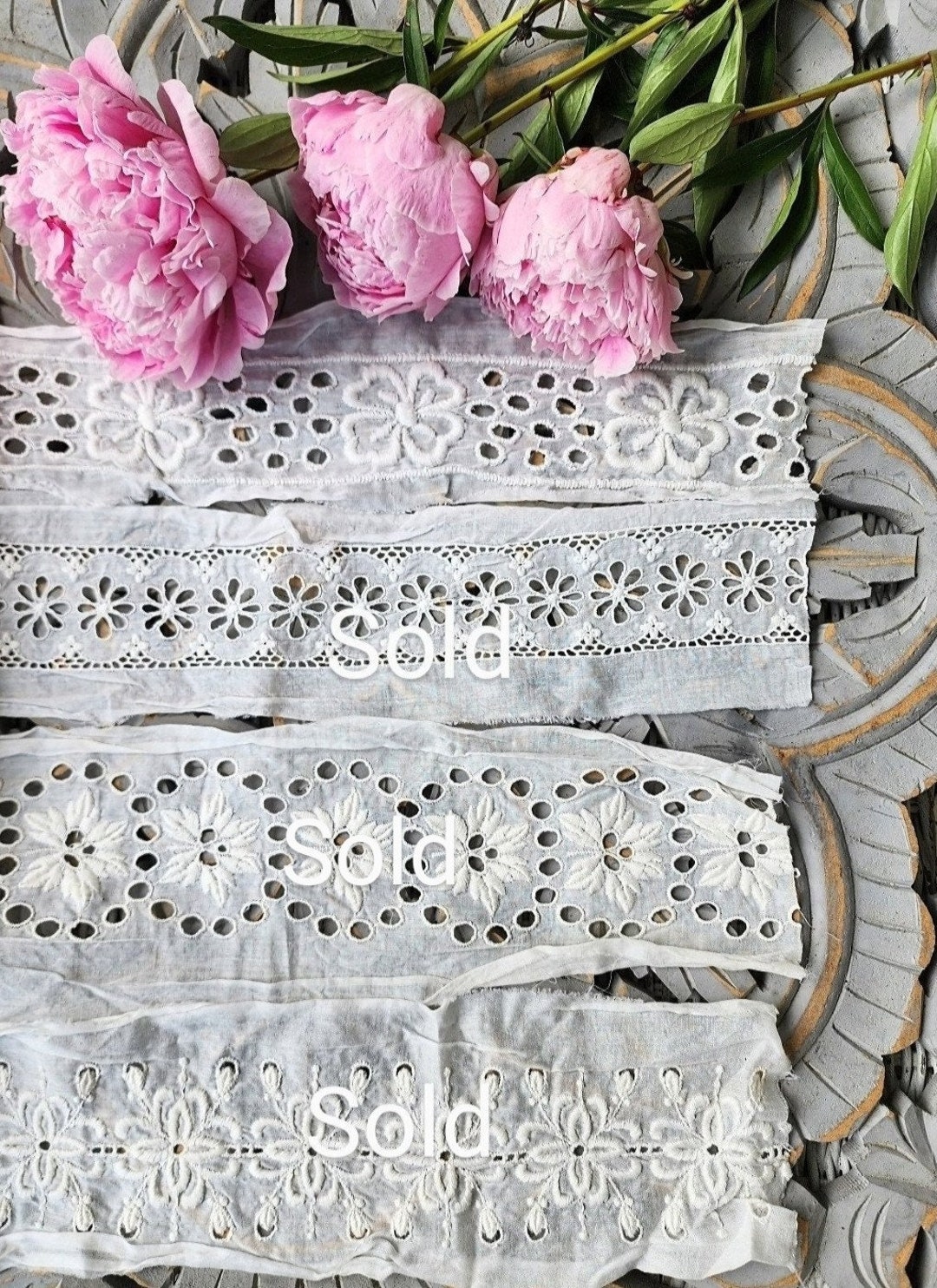 Vintage Embroidered Eyelet Lace Trim by Yard Etsy