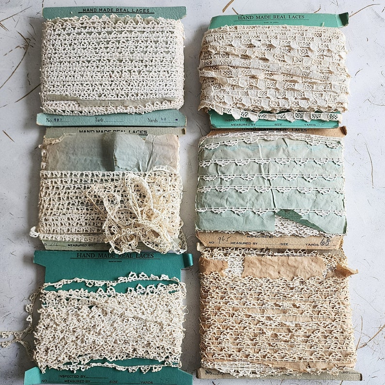 Vintage Handmade Cotton Lace Set: 4 Yards Total - Etsy
