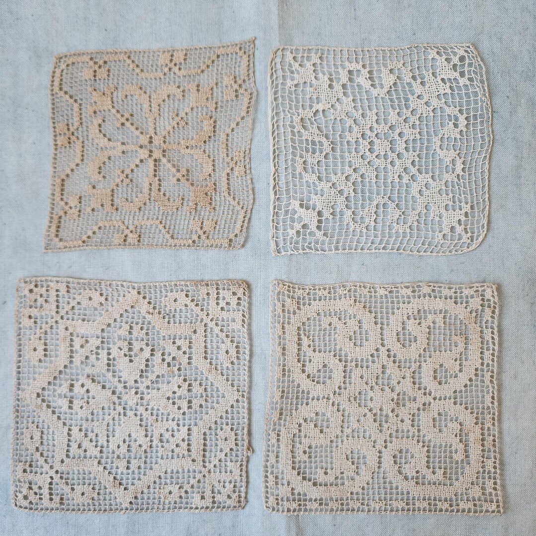Antique Handmade Netted Filet Lace Motiffs - Etsy