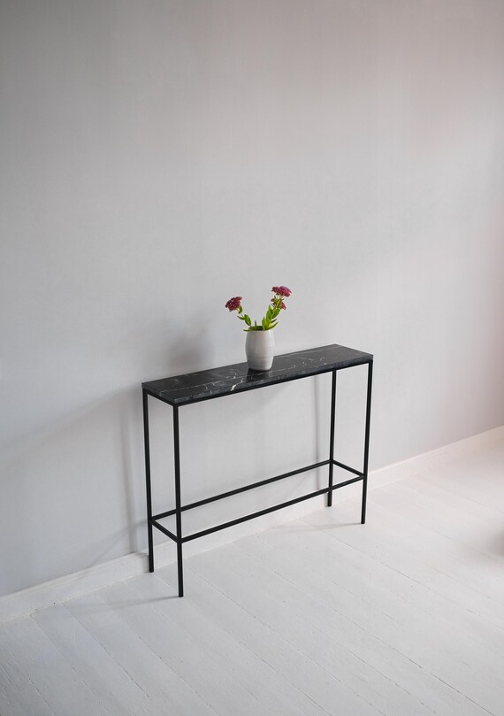 narrow black console table
