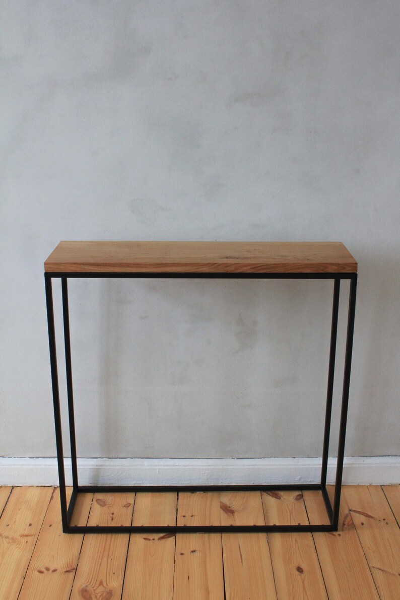 Narrow Console Table Oak Entryway Image 0