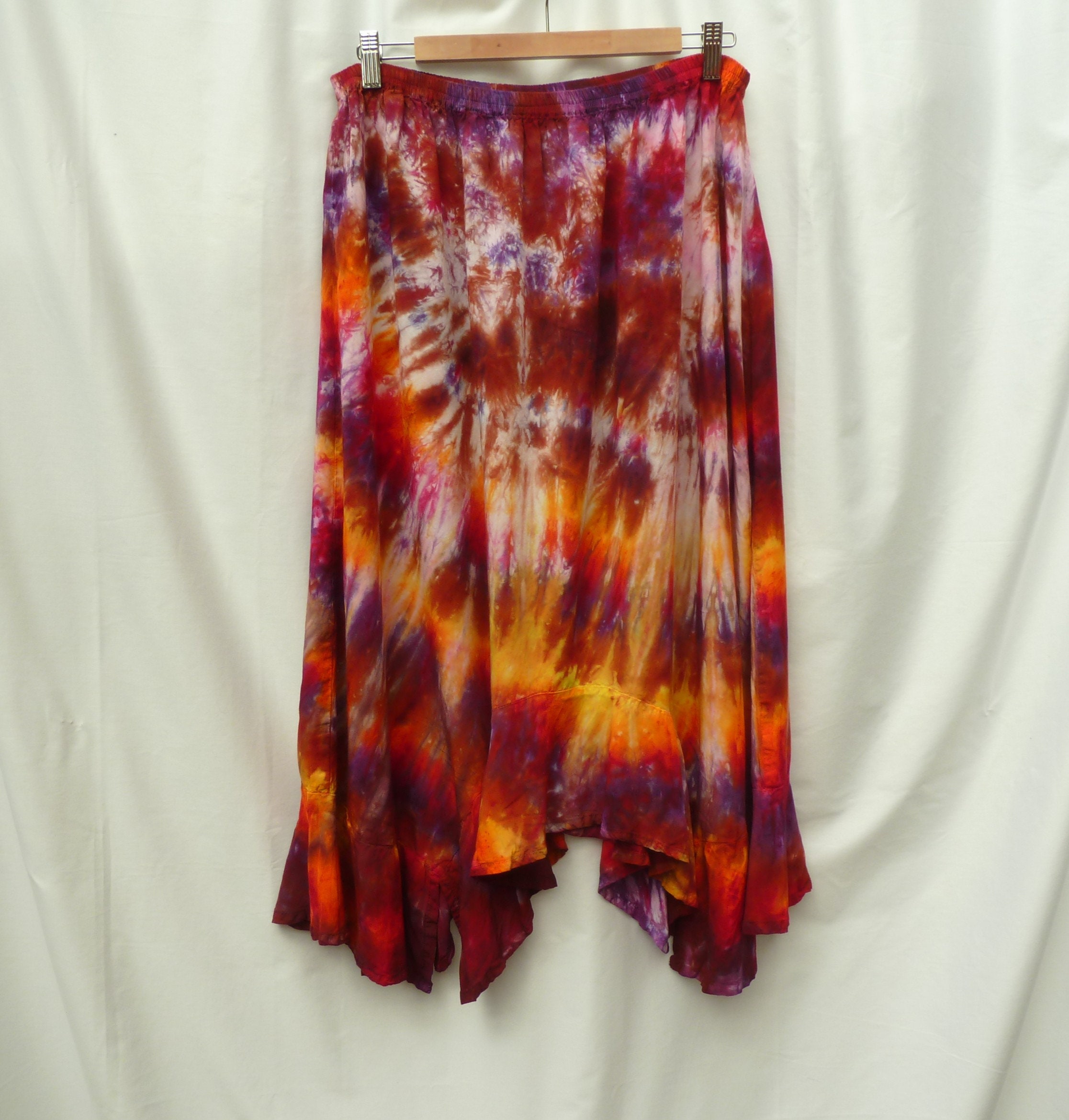 Asymmetrical Skirt Orange and Purple Tie Dye XL | Etsy
