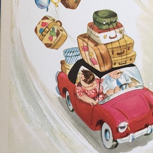 Carte vintage Bon voyage, Carte Road Trip, Carte Voyage de noces, Carte Bagages, Carte valises, Carte Déménagement, Carte Nouvelle Adresse