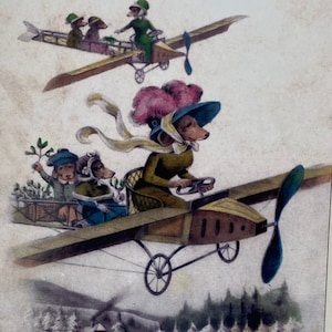 Carte de voeux imprimée Teckel en avion, Femme, Chien saucisse, féministe, Mère, Professeur, Vintage, Merci, Amie, Soeur, Fête, anniversaire