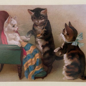 Carte vintage Prompt rétablissement Chats, Carte de fête Chats, Carte Chatons, Carte guérison, Docteur, maladie, Cancer, Hôpital, Malade