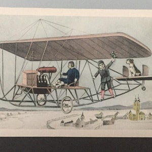 Carte vintage Avion, Carte de fête, Carte de souhaits, Carte Bon voyage
