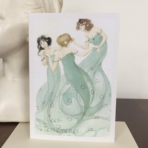 Carte vintage Les Éphémères de Raphael Kirchner, Carte Les Néréïdes, Carte Image vintage, Carte de souhaits, Carte de fête, Image rétro