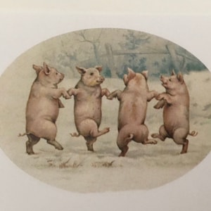 Collants Cochons vintage, Étiquettes cadeaux, Porcelets Retro, Cochons humanisés, professeur, Agenda, papeterie, Noël, Porcs, Enfant