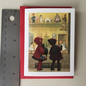 Children in front of Toy Store Mini Card, Holiday Card, Vintage Card, Retro Card, Children Card, Teacher Card, Child Card, mother Card image 2