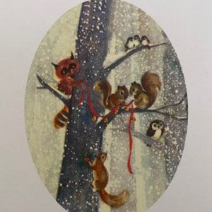 Collants Animaux Forêt, écureuil, Noël, Étiquettes Vintage, Fêtes, Hiver, professeur, agenda, calendrier, planner, cadeau, sticker, raton