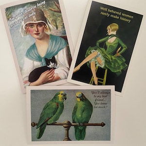 UNE CARTE collection humoristique, Folle aux chats, BFF, drôle, meilleure amie, Vintage, Retro, Femme, Fête, Coquine, Délinquante, Osée